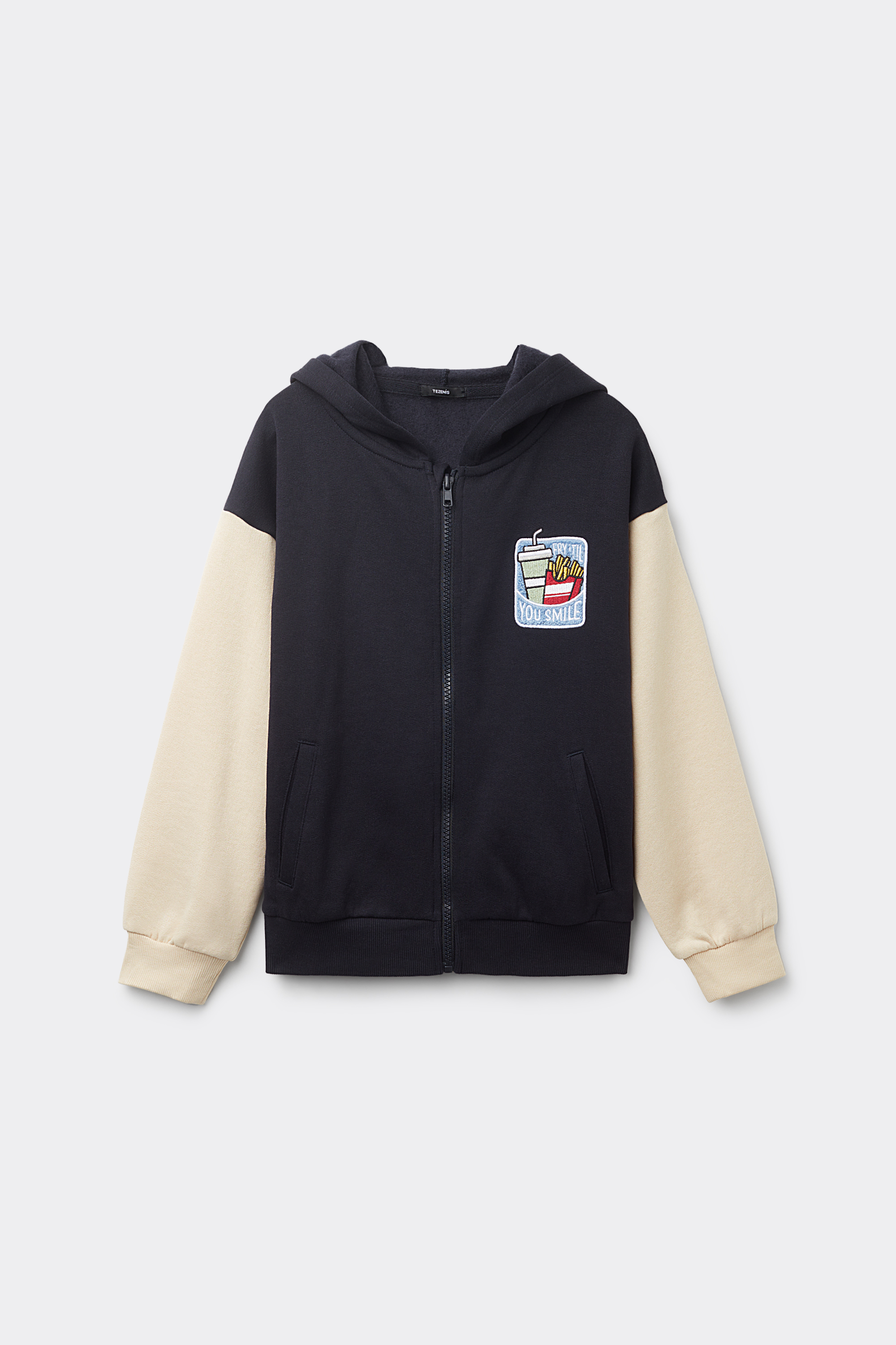 Sudadera con Capucha con Cremallera y Parche para Niño