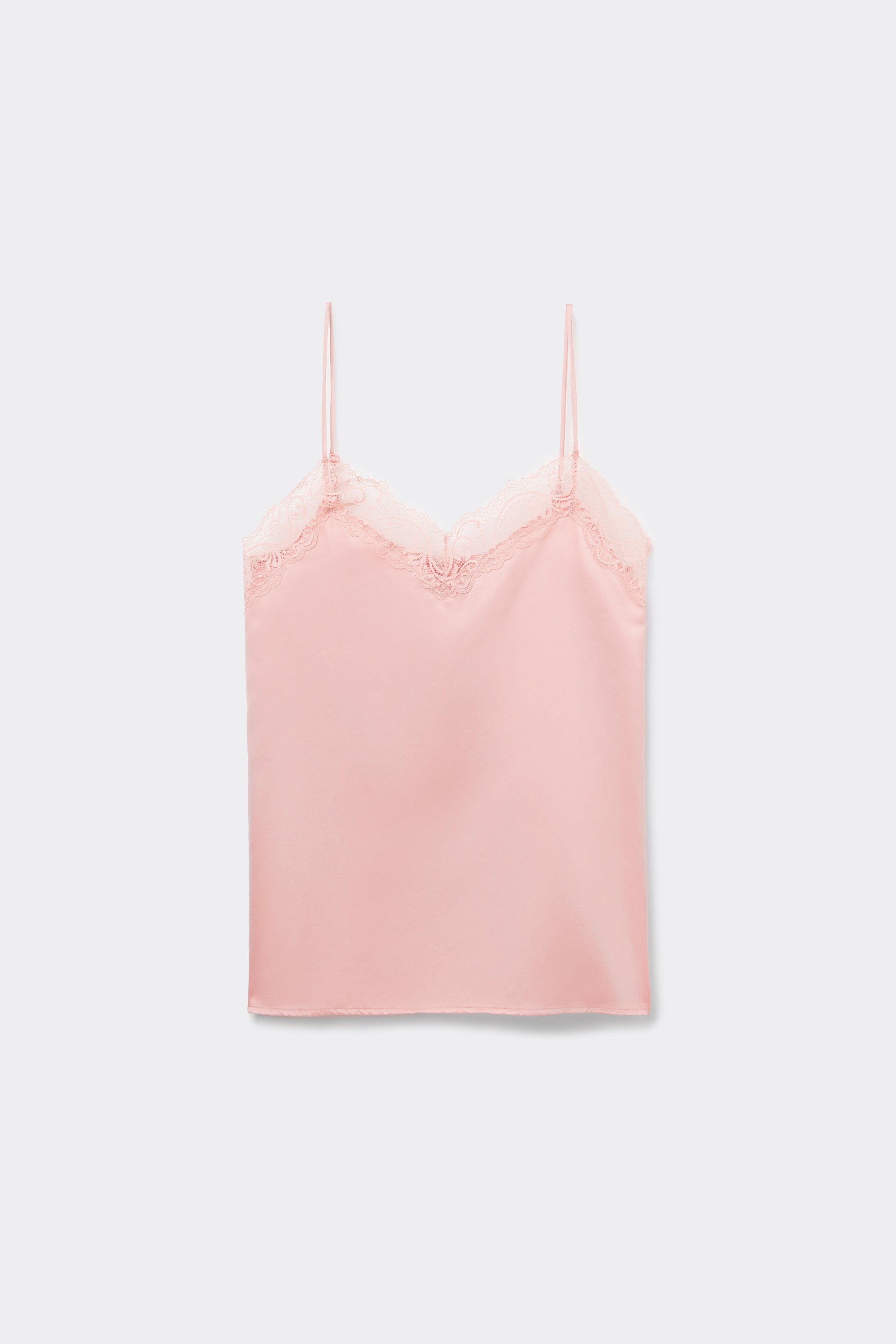 Satin and Lace Camisole with Narrow Shoulder Straps