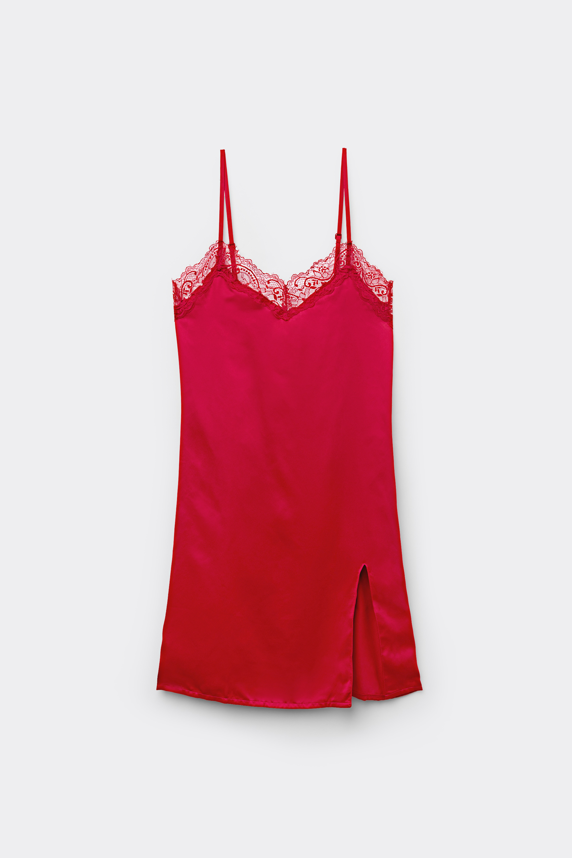 Satin and Lace Camisole with Narrow Shoulder Straps