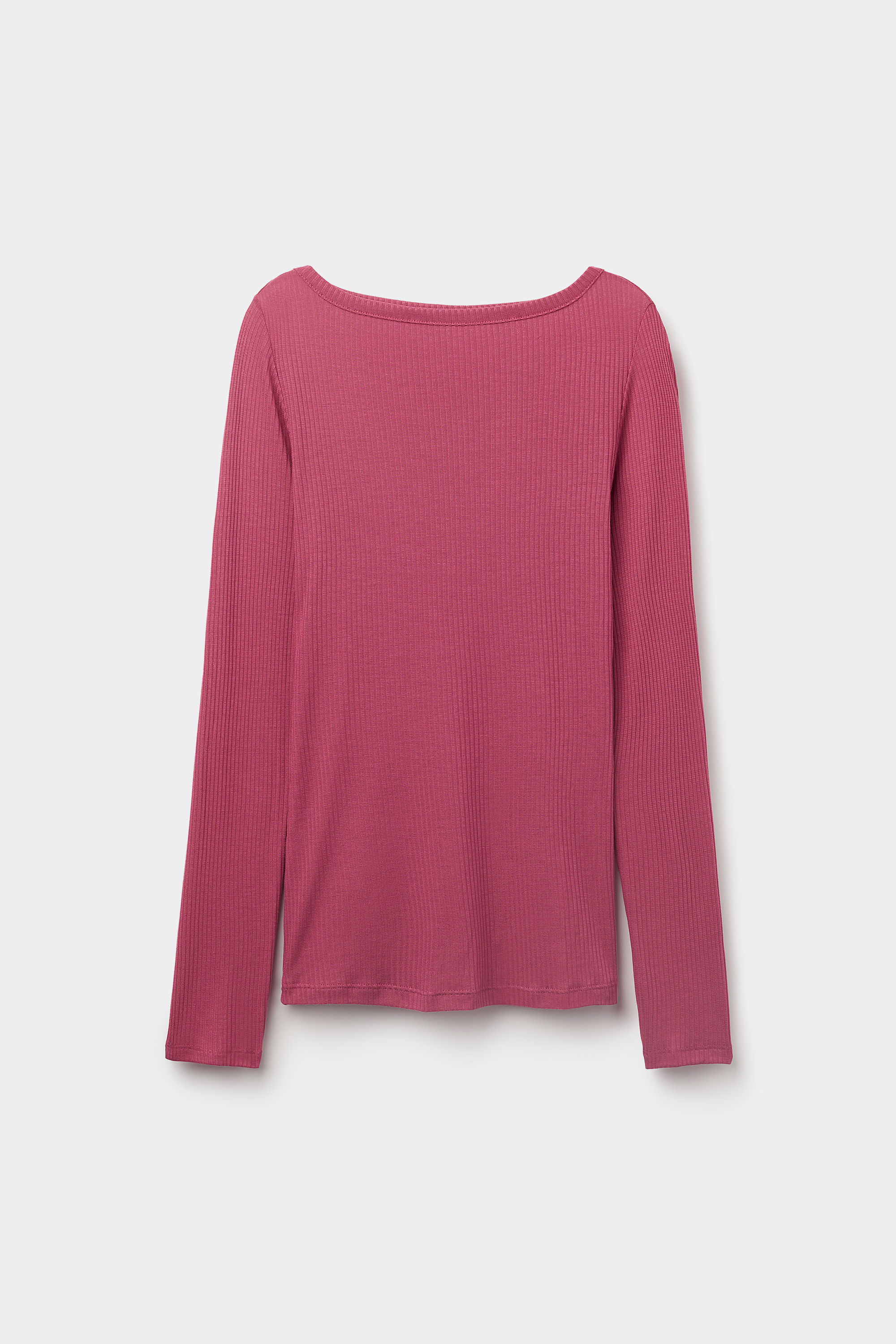 Long Sleeve Ribbed Top with Boat Neck