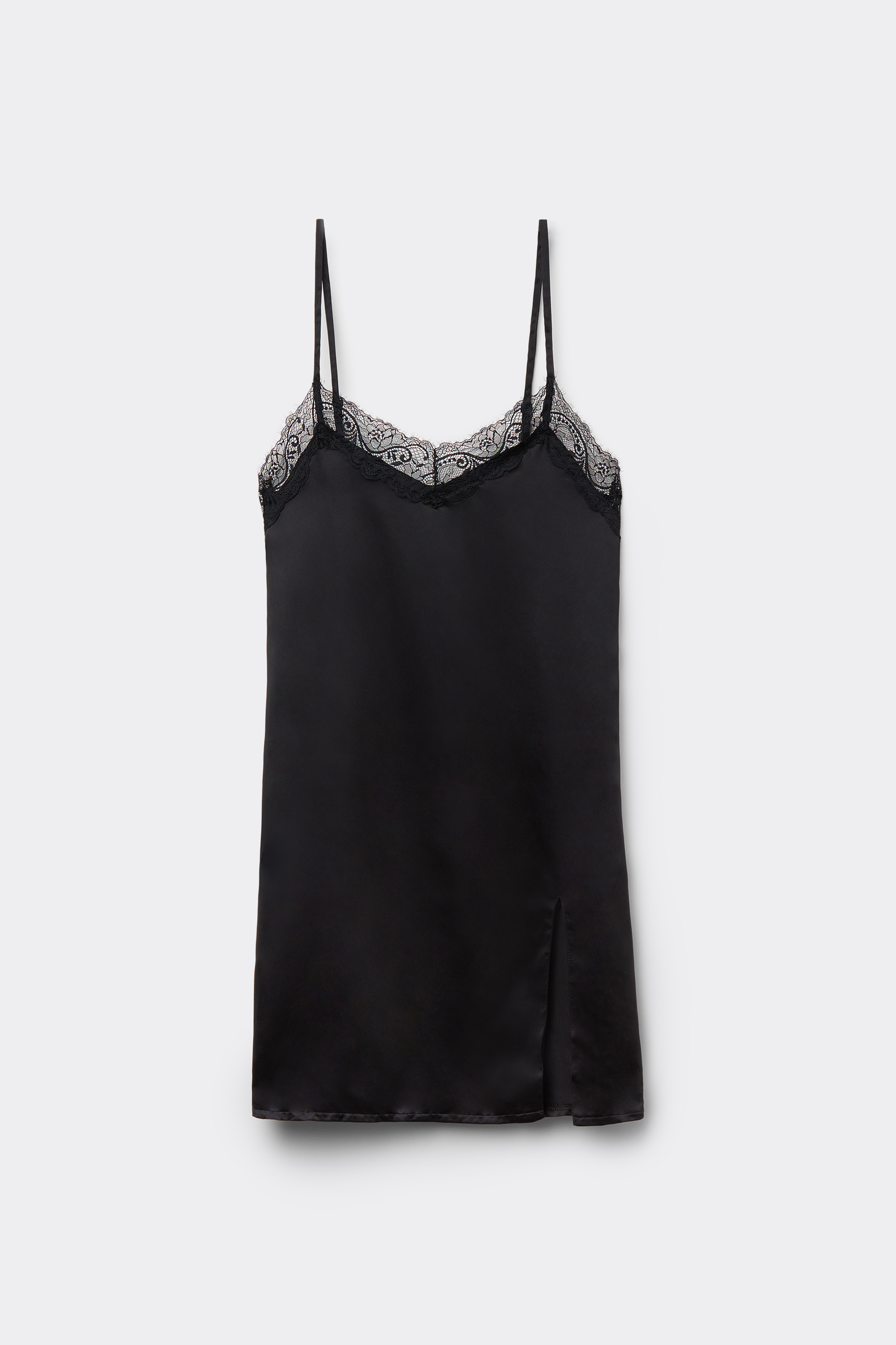 Satin and Lace Camisole with Narrow Shoulder Straps