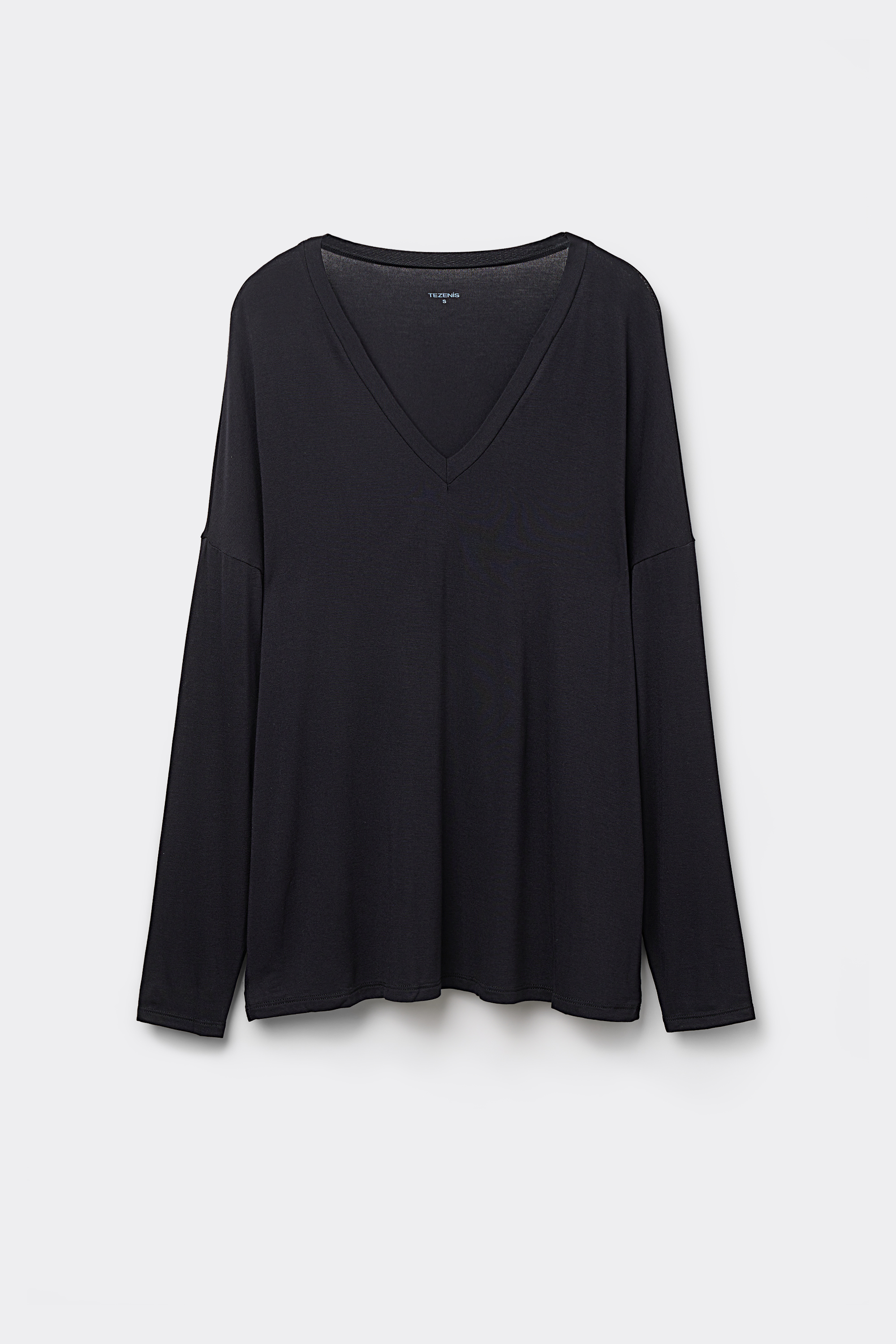 Oversized Long Sleeve V-Neck Viscose Top