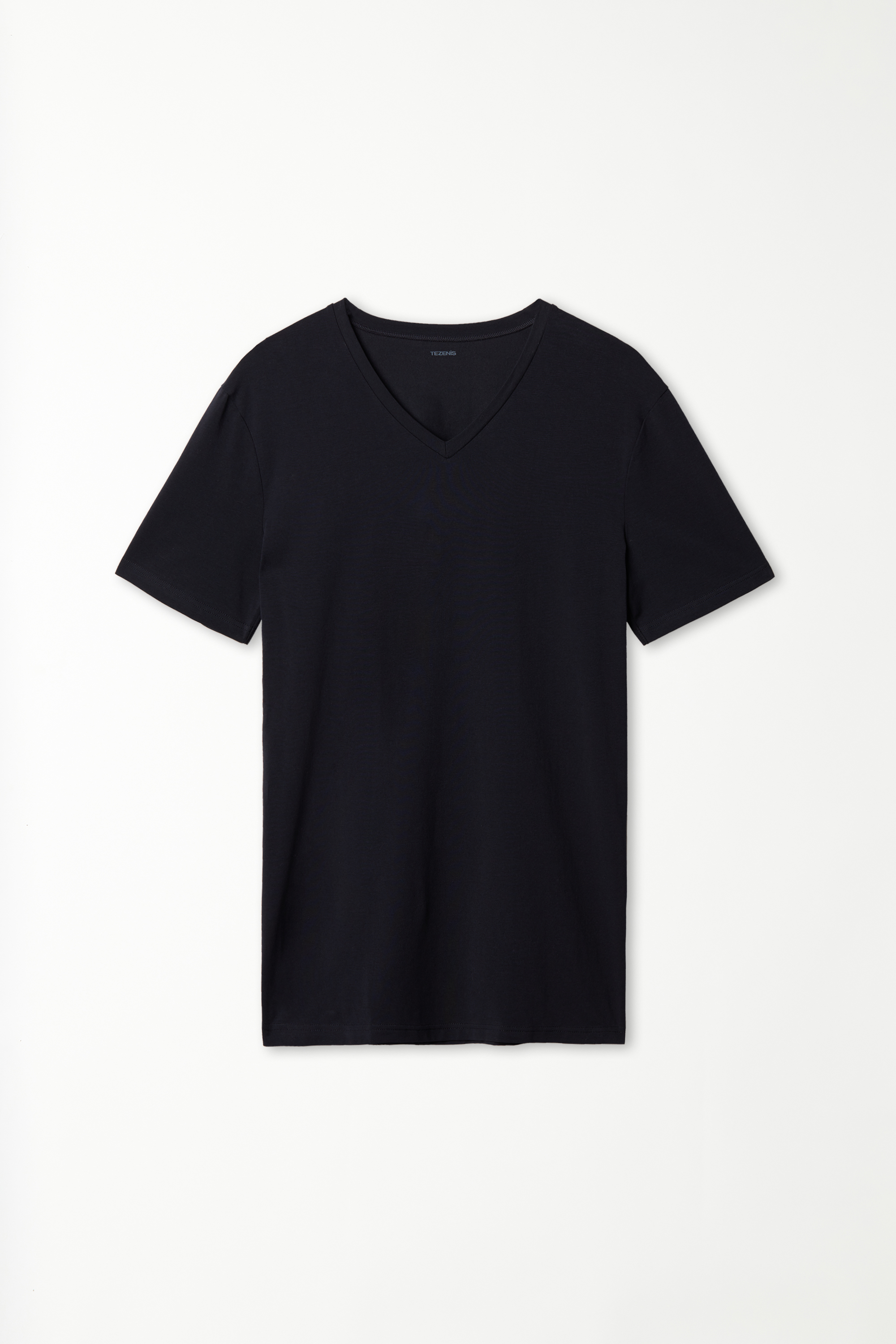 T-shirt Scollo a V in Cotone Elasticizzato