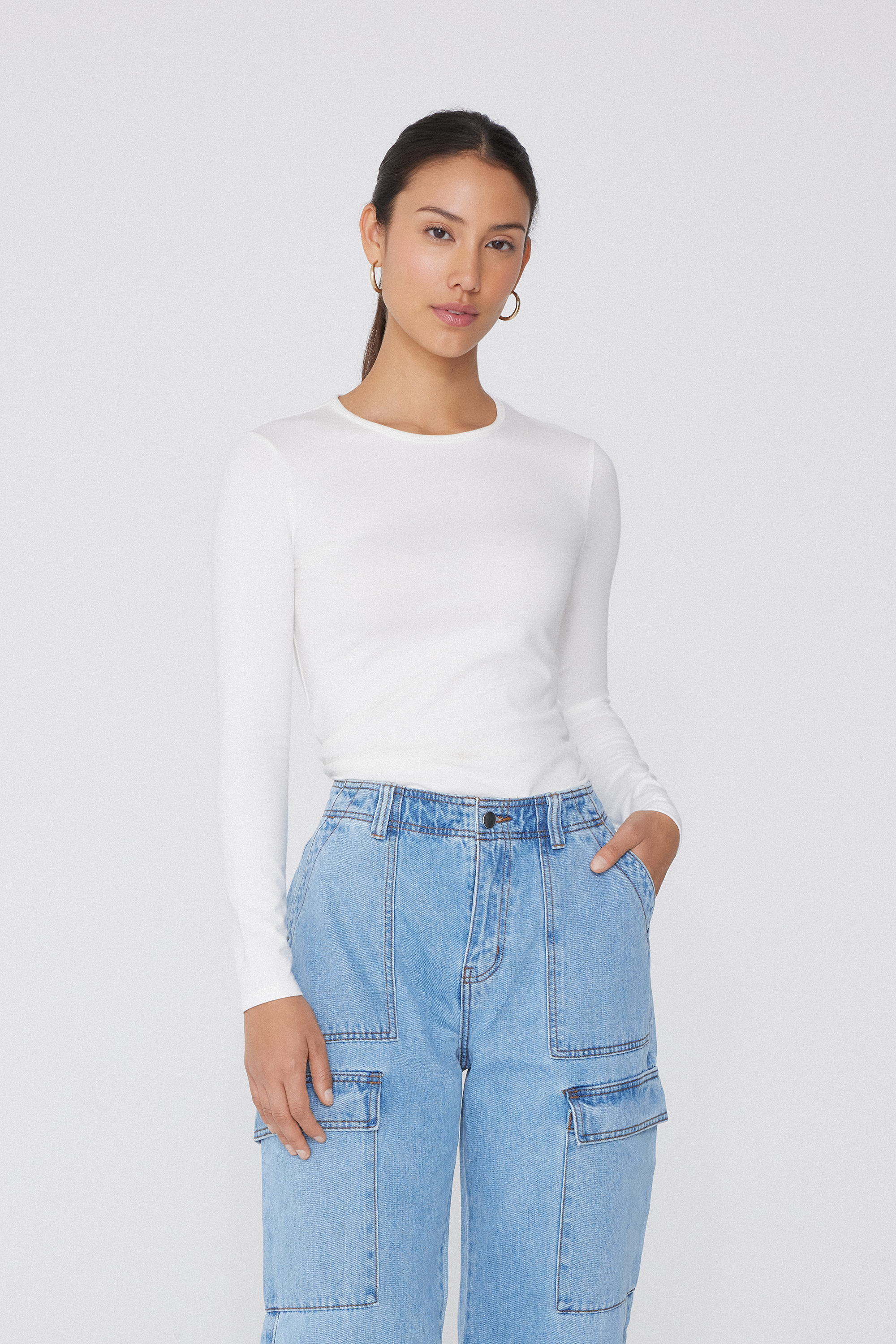 Cotton and Thermal Modal Rounded Neck Top