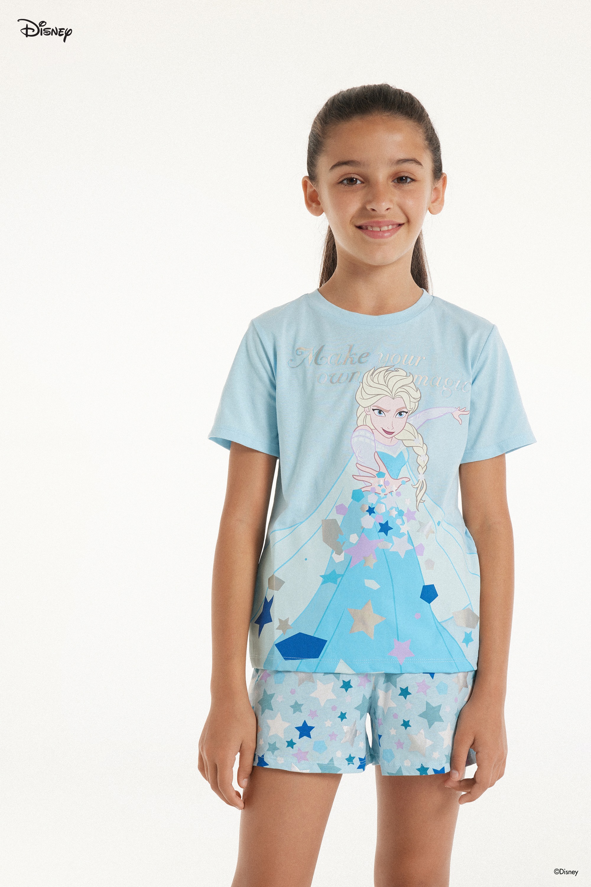 Girls’ Short Cotton Disney Frozen Elsa Print Pyjamas