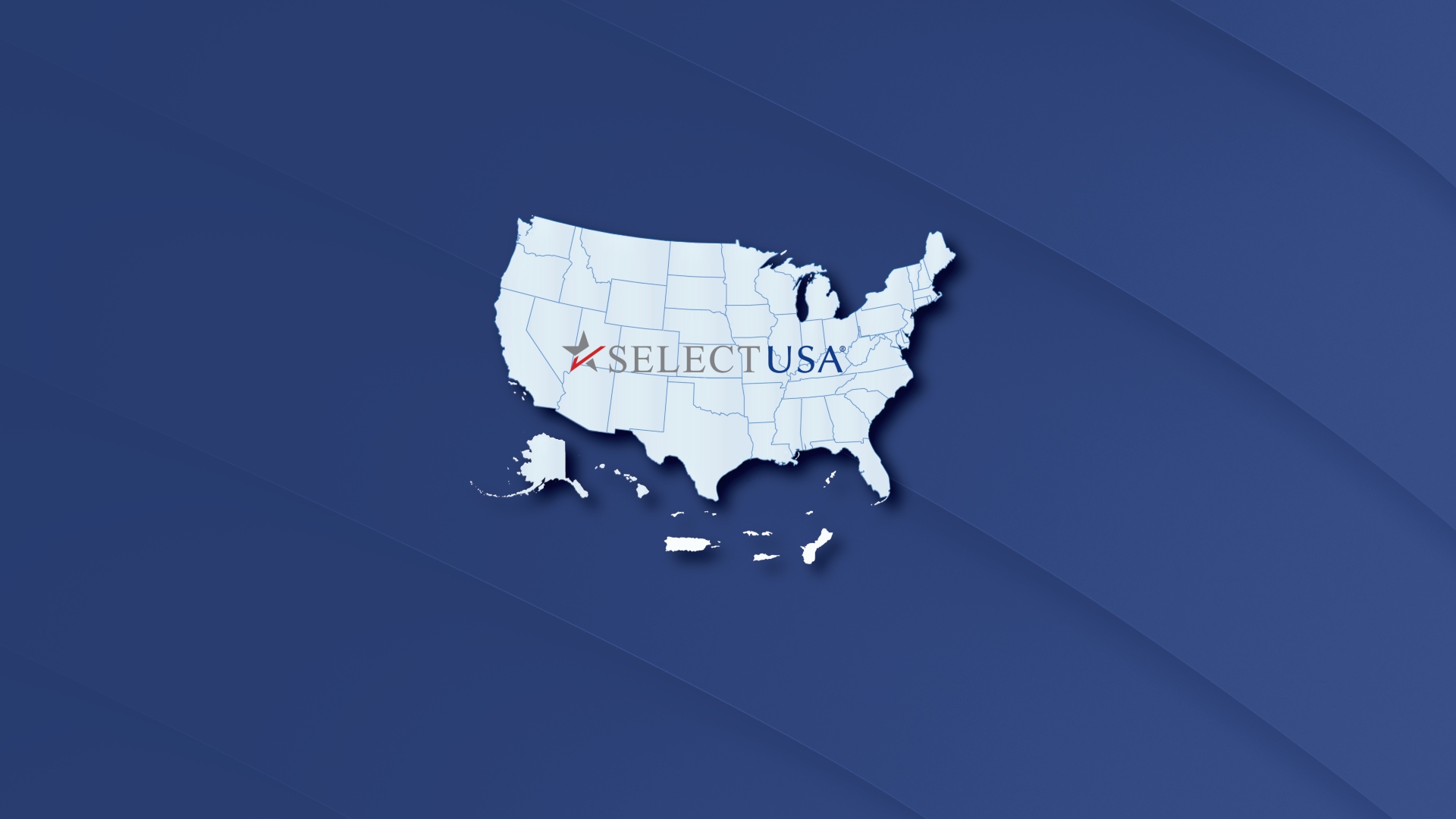 Outline of the United States with the SelectUSA Logo in the center.