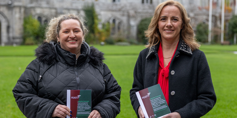 Photo (L-R): Dr Margaret Steele and Dr Janas Harrington, from the School of Public Health at UCC, authors of a report on Ireland's first Business Impact Assessment on Obesity and Population-level Nutrition and the Business Impact Assessment on Sustainability. Image credit: Max Bell (UCCTV).