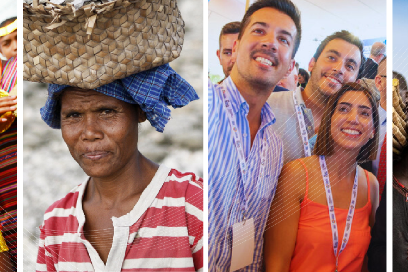 collage d'images de groupes de personnes souriantes