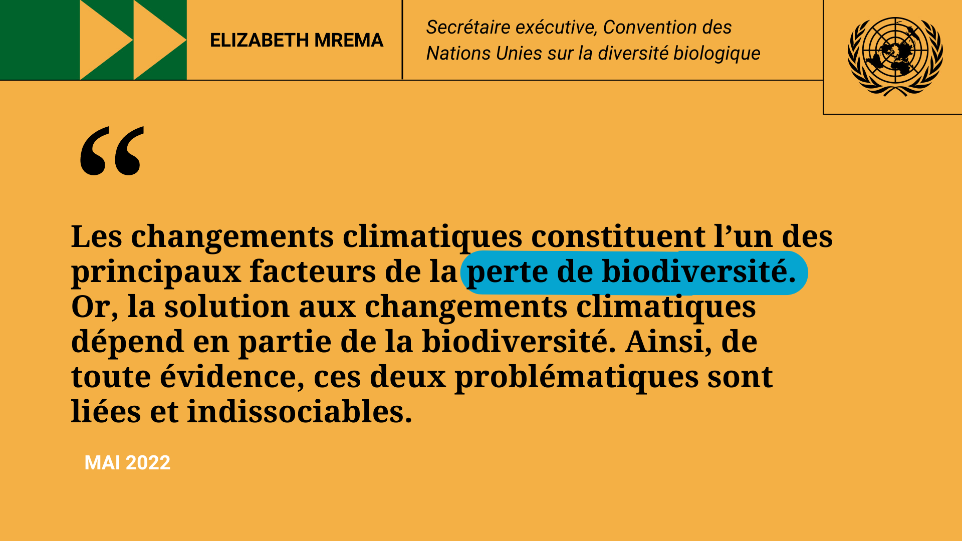 Citation Elizabeth Mrema, Secrétaire exécutive, Convention des Nations Unies sur la diversité biologique