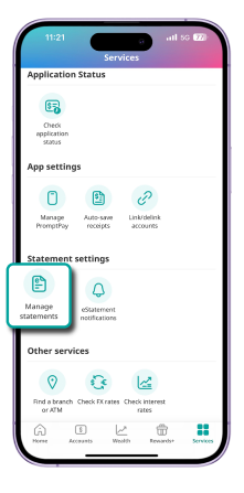 Under Statement settings, select “Manage statements”.