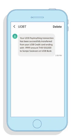 เมื่อรายการโอนเงินสำเร็จภายใน 3 วันทำการ ธนาคารจะแจ้งผลทาง SMS ให้ลูกค้า