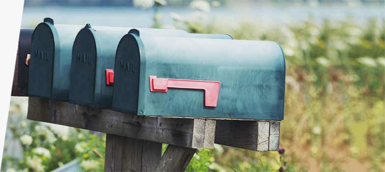 Image of mailboxes in a row.