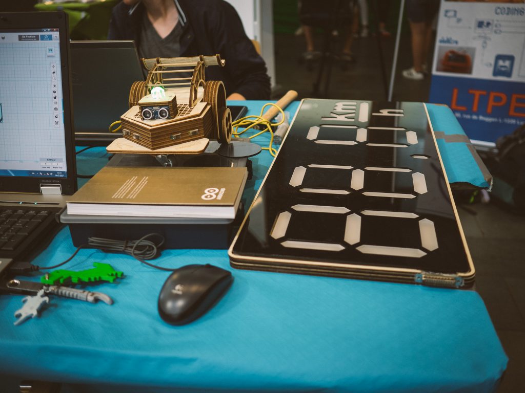 supplies for digital maker activities at a maker faire in Luxembourg