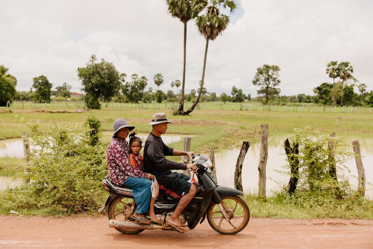 A family on a motorbike