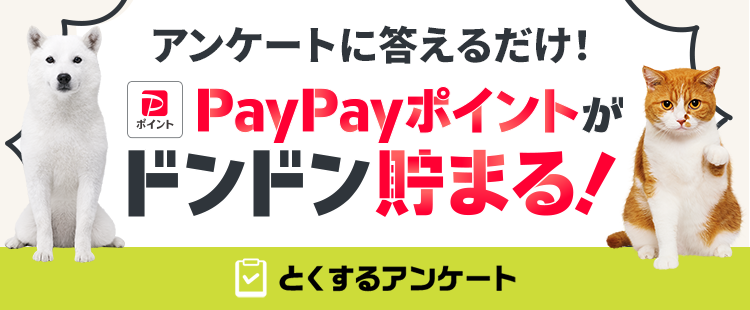 アンケートに答えるだけで、PayPayポイントがドンドン貯まる！