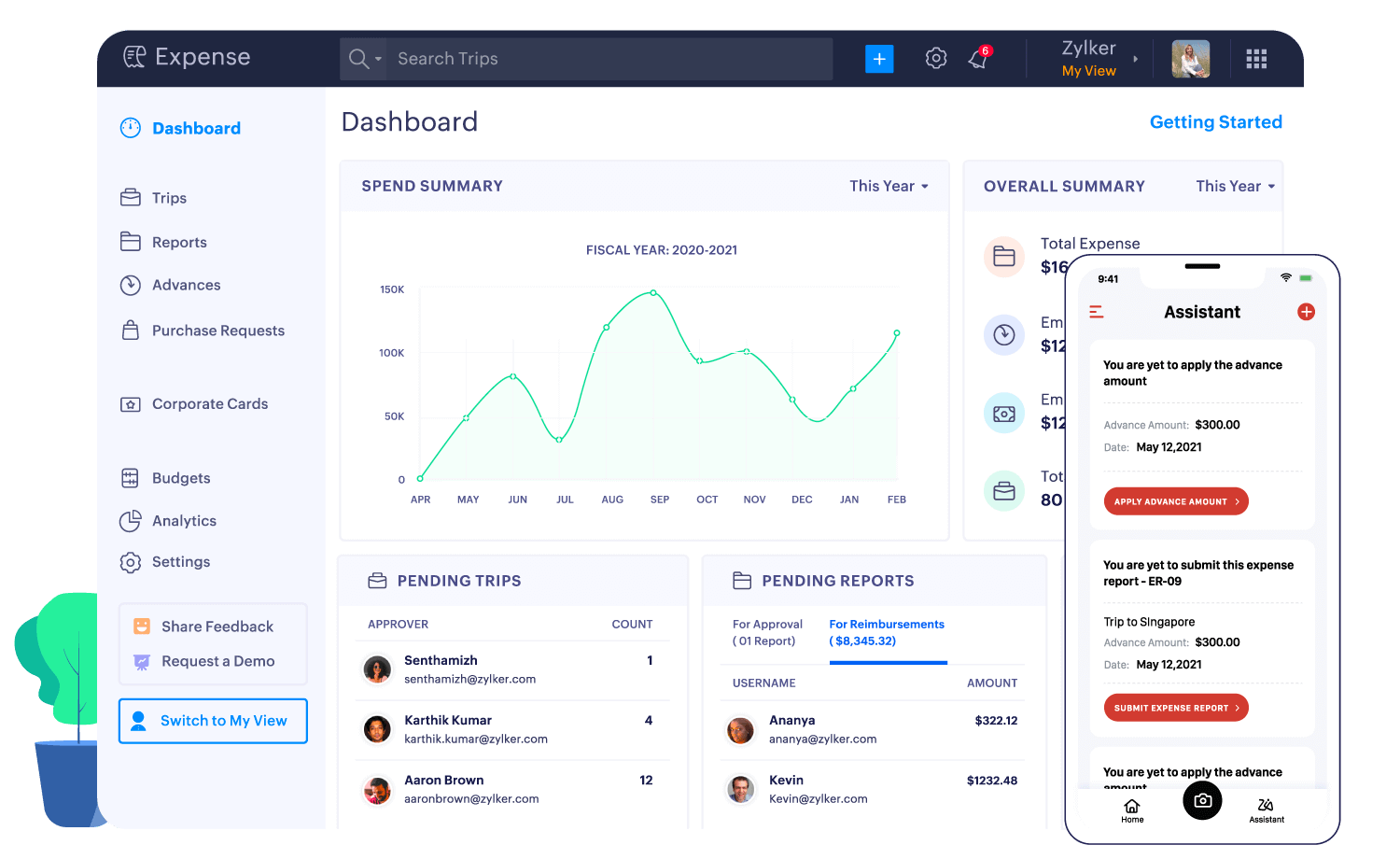 Small business finance management dashboard