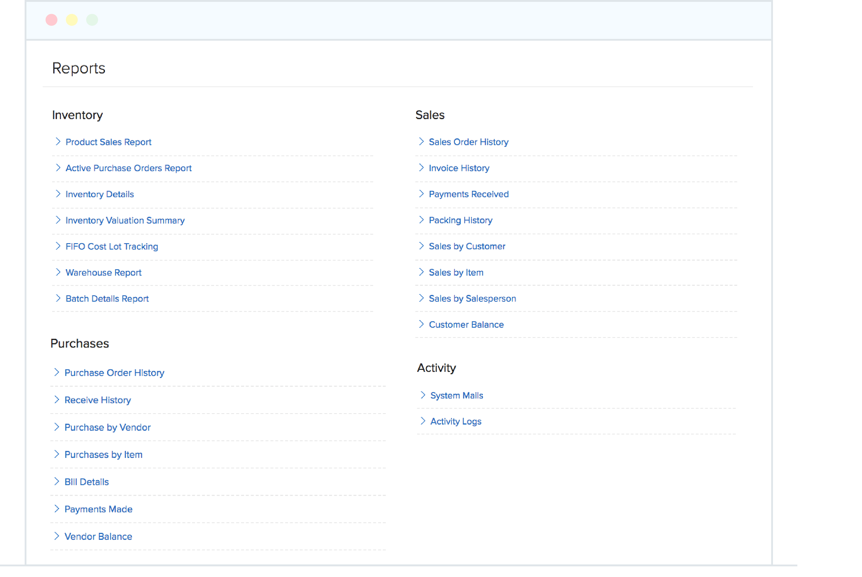 Reports - Zoho Inventory