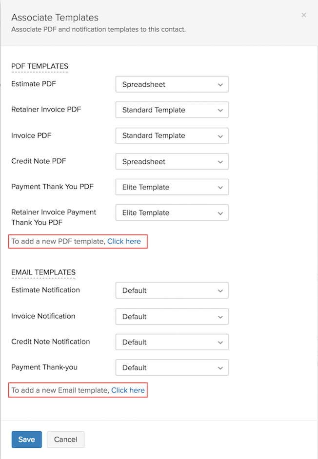 Associating PDF Templates