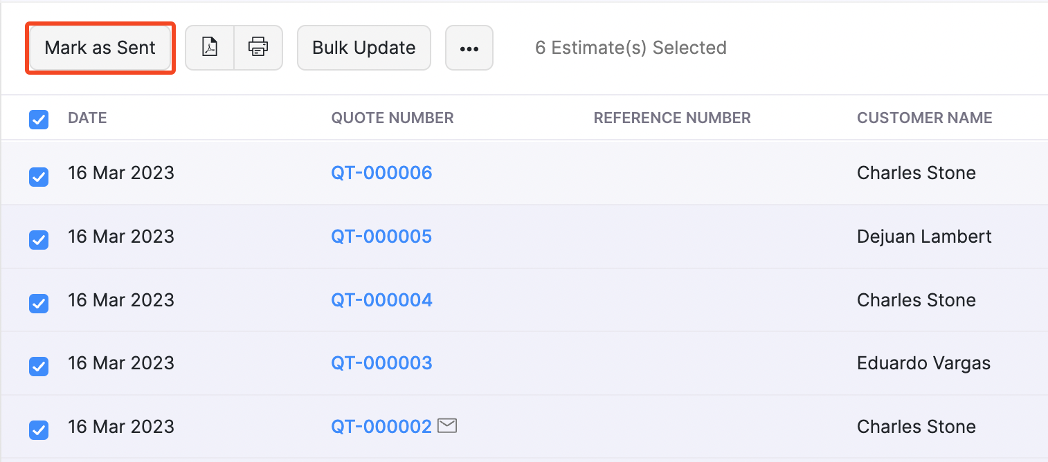 Bulk Marking Quotes as sent