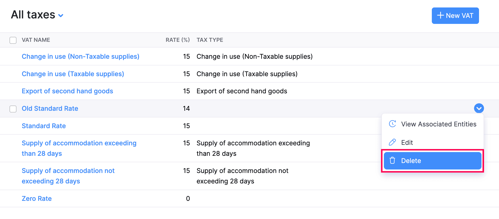 Delete VAT