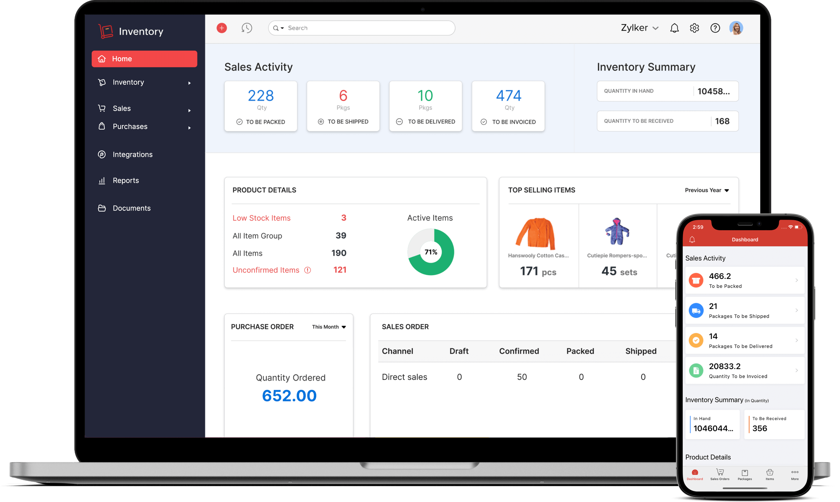 Inventory Management Software dashboard - Zoho Inventory