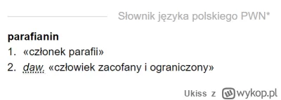 Ukiss - Słowo "parafianin" oznaczało kiedyś człowieka zacofanego i ograniczonego.

Źr...