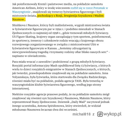 michal818 - Teraz się okazuje, że w samolocie ktory rozbił się w Waszyngtonie było pe...