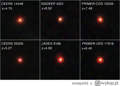 sznaps82 - Obrazy NIRCam małych czerwonych kropek. Źródło: NASA, ESA, CSA, STScI, Dal...