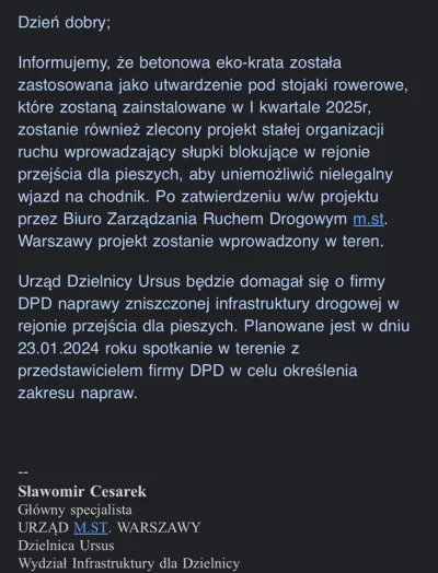 Jailer - Odpowiedź urzędu Urząd Dzielnicy Ursus m.st. Warszawy na film o punkcie DPD....