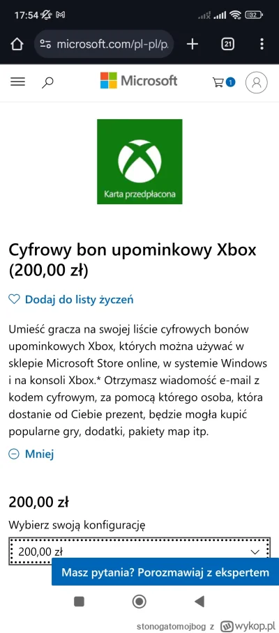 stonogatomojbog - Sprzedam giftcard do Xboxa o wartości 200zl za stówkę 

#xbox #xbox...