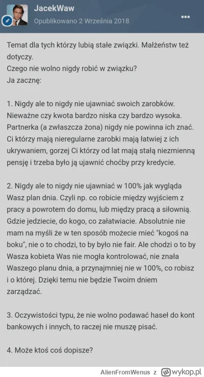 AlienFromWenus - Mam swoje przejścia z facetami, jakieś doświadczenia swoje i czyjeś....