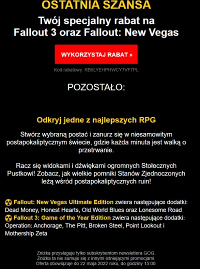 MagnatSzczerosci - #rozdajo #falout #newvegas #gry #pcmasterrace Kod zniżkowy na gog`...