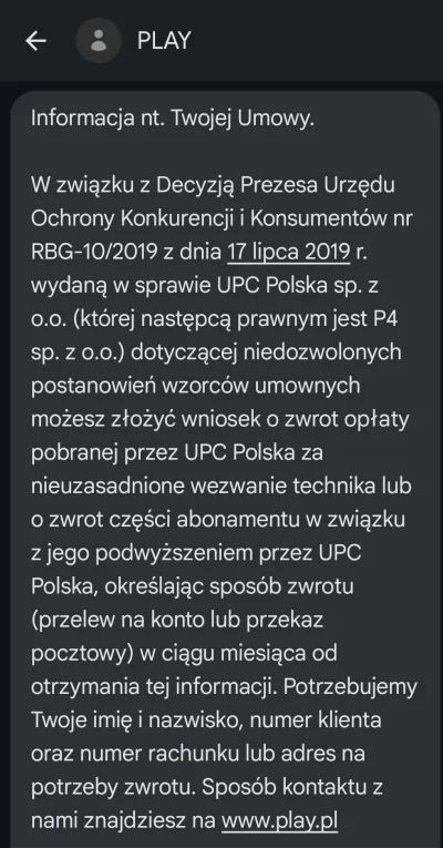 MrTukan - Mirasy jak ktoś miał umowę około 2019 roku z #upc to oddają hajsy, bo dosta...