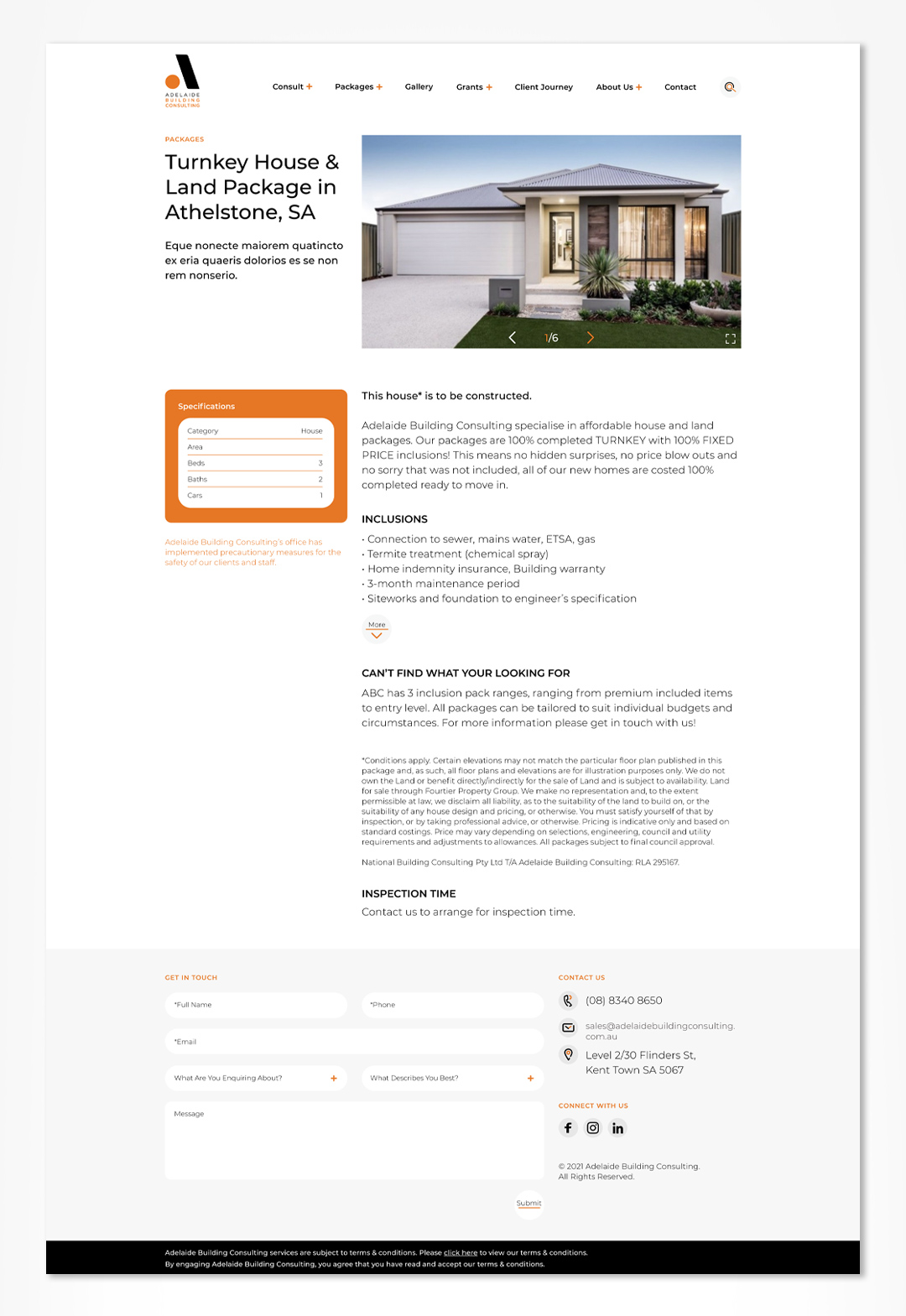 ADELAIDE BUILDING CONSULTING website redesign, website wireframe and high fidelity prototype.