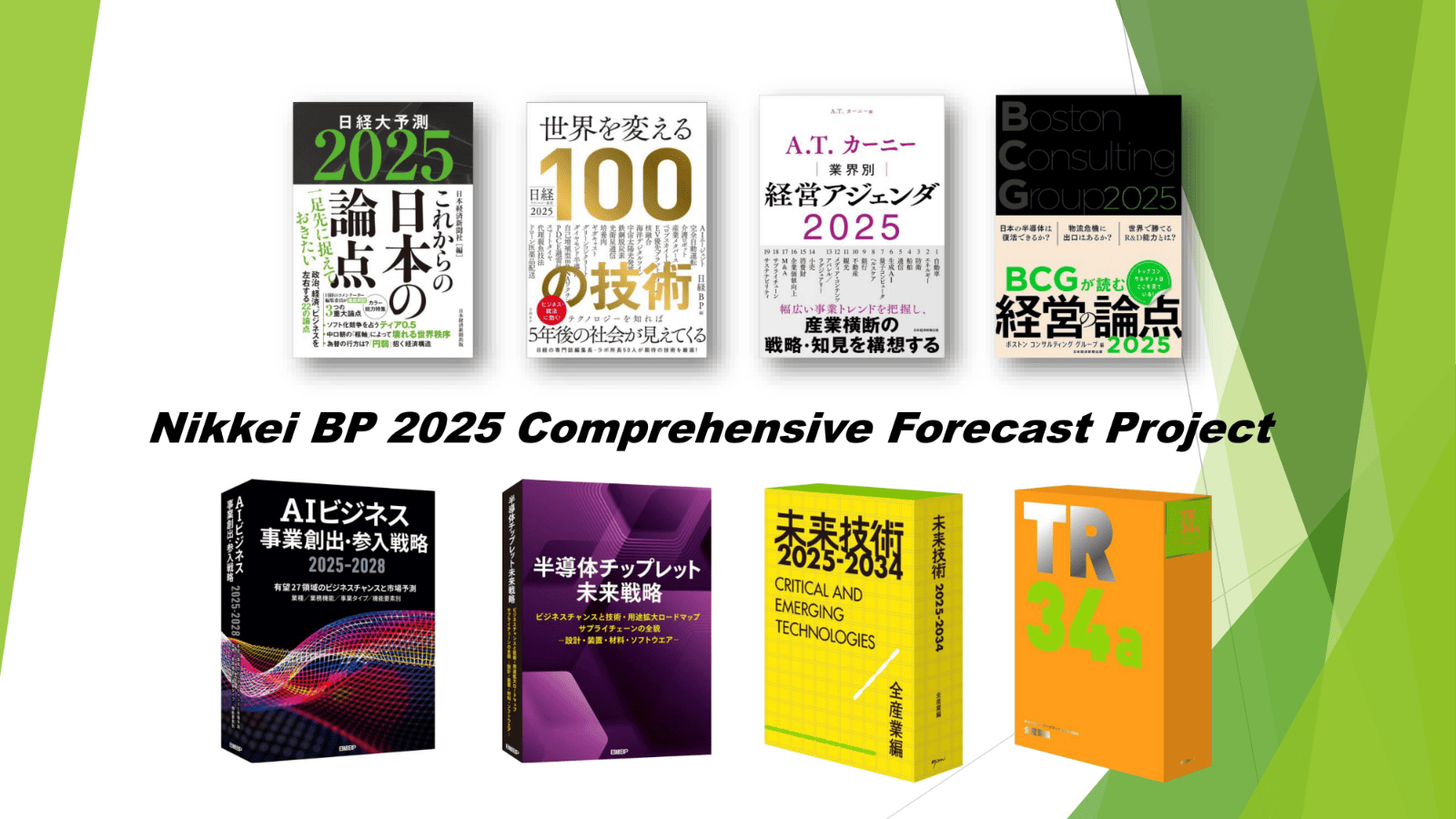 NIKKEI BP 2025 Comprehensive Forecast Project. Launching special features across some 20 media outlets, as well as 18 publications and reports, unifying resources across all Nikkei BP media expertise in specialized fields.